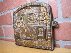 SALAMANDER SAFE EVANS & WATSON PHILADELPHIA Ornate Antique Bronze Sign Plaque