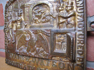 SALAMANDER SAFE EVANS & WATSON PHILADELPHIA Ornate Antique Bronze Sign Plaque