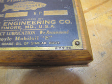 Load image into Gallery viewer, FISHERMAN FORD LOANE ENGINEERING BALTIMORE MD GARGOYLE MOBILOIL Old Sign Plaque
