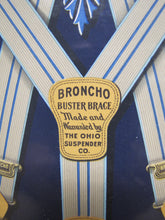 Load image into Gallery viewer, BRONCHO BUSTER BRACE OHIO SUSPENDER Co Antique Advertising Sign Whitehead &amp; Hoag Crystaloid Newark NJ
