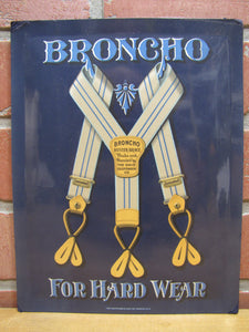 BRONCHO BUSTER BRACE OHIO SUSPENDER Co Antique Advertising Sign Whitehead & Hoag Crystaloid Newark NJ