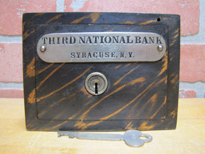 THIRD NATIONAL BANK SYRACUSE NY Old Souvenir Home Savings Japanned Copper Flash COIN PAPER SLOTS 258