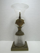 Load image into Gallery viewer, Antique Decorative Arts Vase Swan Handles Bronze Brass Crystal Glass Ornate
