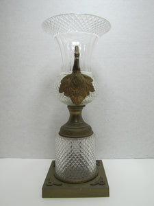 Antique Decorative Arts Vase Swan Handles Bronze Brass Crystal Glass Ornate