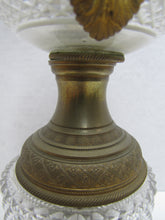 Load image into Gallery viewer, Antique Decorative Arts Vase Swan Handles Bronze Brass Crystal Glass Ornate
