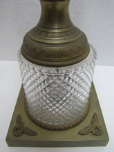 Load image into Gallery viewer, Antique Decorative Arts Vase Swan Handles Bronze Brass Crystal Glass Ornate
