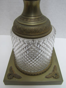 Antique Decorative Arts Vase Swan Handles Bronze Brass Crystal Glass Ornate