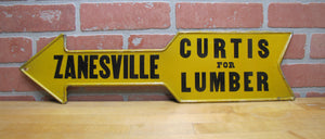 CURTIS FOR LUMBER ZANESVILLE ARROW Original Old Sign Hardware Store Advertising