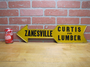 CURTIS FOR LUMBER ZANESVILLE ARROW Original Old Sign Hardware Store Advertising
