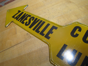 CURTIS FOR LUMBER ZANESVILLE ARROW Original Old Sign Hardware Store Advertising