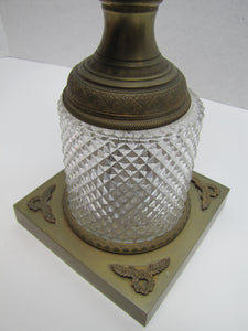 Antique Decorative Arts Vase Swan Handles Bronze Brass Crystal Glass Ornate