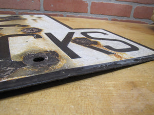 2 TRACKS Original Old Train Station Railroad Porcelain Sign RR Black & White