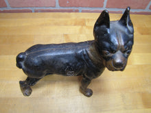 Load image into Gallery viewer, BOSTON TERRIER BULLDOG DOG Antique Cast Iron Doorstop Old Paint Unusual Version
