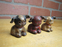 Load image into Gallery viewer, 3 Antique Cast Iron Fido Dog Paperweights Small Decorative Desk Shelf Art Statue

