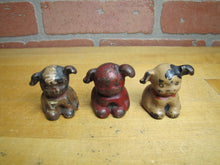 Load image into Gallery viewer, 3 Antique Cast Iron Fido Dog Paperweights Small Decorative Desk Shelf Art Statue

