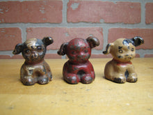 Load image into Gallery viewer, 3 Antique Cast Iron Fido Dog Paperweights Small Decorative Desk Shelf Art Statue

