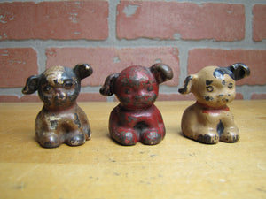 3 Antique Cast Iron Fido Dog Paperweights Small Decorative Desk Shelf Art Statue