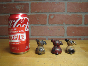 3 Antique Cast Iron Fido Dog Paperweights Small Decorative Desk Shelf Art Statue