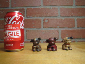 3 Antique Cast Iron Fido Dog Paperweights Small Decorative Desk Shelf Art Statue