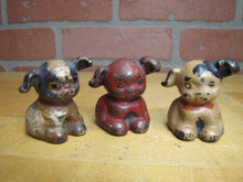 Load image into Gallery viewer, 3 Antique Cast Iron Fido Dog Paperweights Small Decorative Desk Shelf Art Statue
