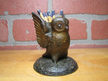 Load image into Gallery viewer, Spread Winged Owl Antique Decorative Arts Cast Metal Match Holder Safe Vesta
