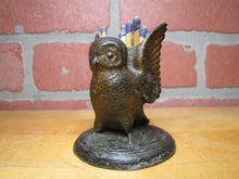 Load image into Gallery viewer, Spread Winged Owl Antique Decorative Arts Cast Metal Match Holder Safe Vesta
