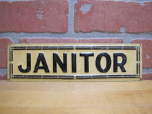 Load image into Gallery viewer, JANITOR Antique Advertising Sign Embossed Tin SAAL STANDARD BROOKLYN NY
