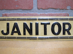 JANITOR Antique Advertising Sign Embossed Tin SAAL STANDARD BROOKLYN NY