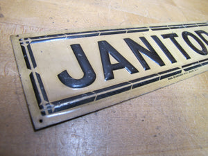 JANITOR Antique Advertising Sign Embossed Tin SAAL STANDARD BROOKLYN NY