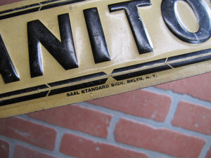 JANITOR Antique Advertising Sign Embossed Tin SAAL STANDARD BROOKLYN NY