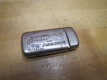 Load image into Gallery viewer, SCHOONMAKER &amp; Co CLOTHIERS &amp; FURNISHERS PATERSON NJ Antique Ad Match Holder Safe
