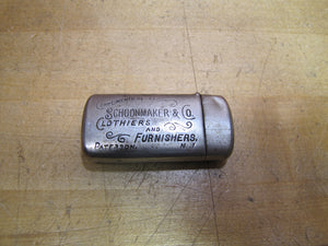 SCHOONMAKER & Co CLOTHIERS & FURNISHERS PATERSON NJ Antique Ad Match Holder Safe