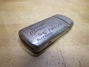 SCHOONMAKER & Co CLOTHIERS & FURNISHERS PATERSON NJ Antique Ad Match Holder Safe
