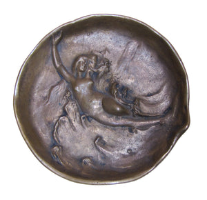 DUNHILL Art Nouveau Nude Beauty Waves Bronze Decorative Arts Tray Cigar Ashtray