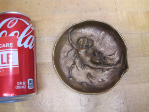 DUNHILL Art Nouveau Nude Beauty Waves Bronze Decorative Arts Tray Cigar Ashtray