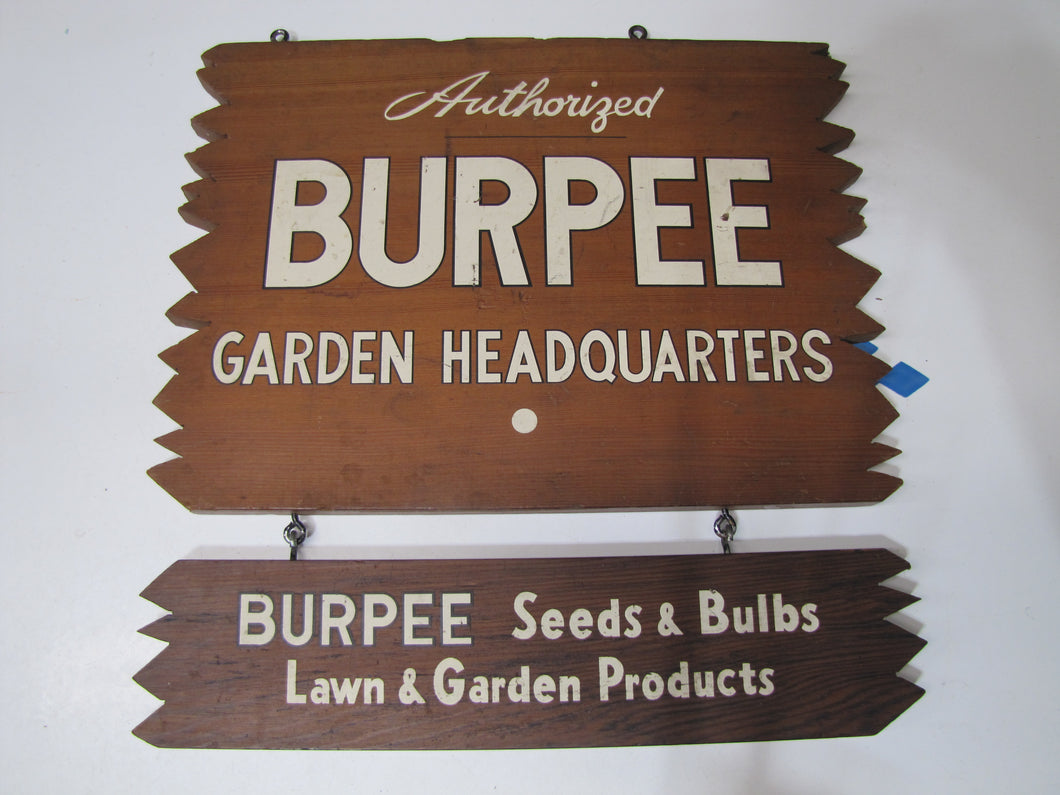BURPEE SEEDS & BULBS LAWN & GARDEN PRODUCTS HEADQUATERS Original Old Wooden Sign