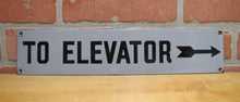 Load image into Gallery viewer, TO ELEVATOR ARROW Original Old Porcelain Sign Gray &amp; Black Industrial Hardware
