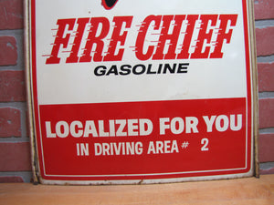FIRE CHIEF GASOLINE Original Old Double Sided Gas Station Advertising Sign