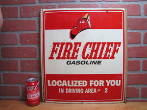 FIRE CHIEF GASOLINE Original Old Double Sided Gas Station Advertising Sign