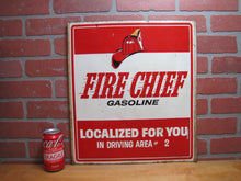 Load image into Gallery viewer, FIRE CHIEF GASOLINE Original Old Double Sided Gas Station Advertising Sign
