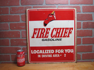 FIRE CHIEF GASOLINE Original Old Double Sided Gas Station Advertising Sign