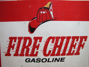 FIRE CHIEF GASOLINE Original Old Double Sided Gas Station Advertising Sign