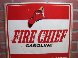 FIRE CHIEF GASOLINE Original Old Double Sided Gas Station Advertising Sign