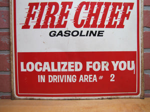 FIRE CHIEF GASOLINE Original Old Double Sided Gas Station Advertising Sign