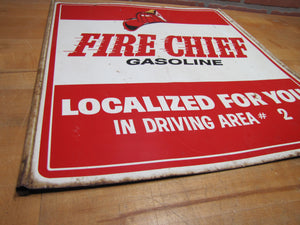 FIRE CHIEF GASOLINE Original Old Double Sided Gas Station Advertising Sign