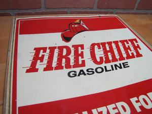 FIRE CHIEF GASOLINE Original Old Double Sided Gas Station Advertising Sign