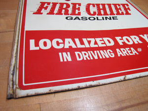 FIRE CHIEF GASOLINE Original Old Double Sided Gas Station Advertising Sign