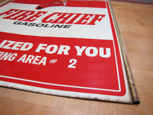 Load image into Gallery viewer, FIRE CHIEF GASOLINE Original Old Double Sided Gas Station Advertising Sign
