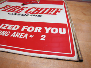 FIRE CHIEF GASOLINE Original Old Double Sided Gas Station Advertising Sign