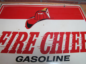 FIRE CHIEF GASOLINE Original Old Double Sided Gas Station Advertising Sign